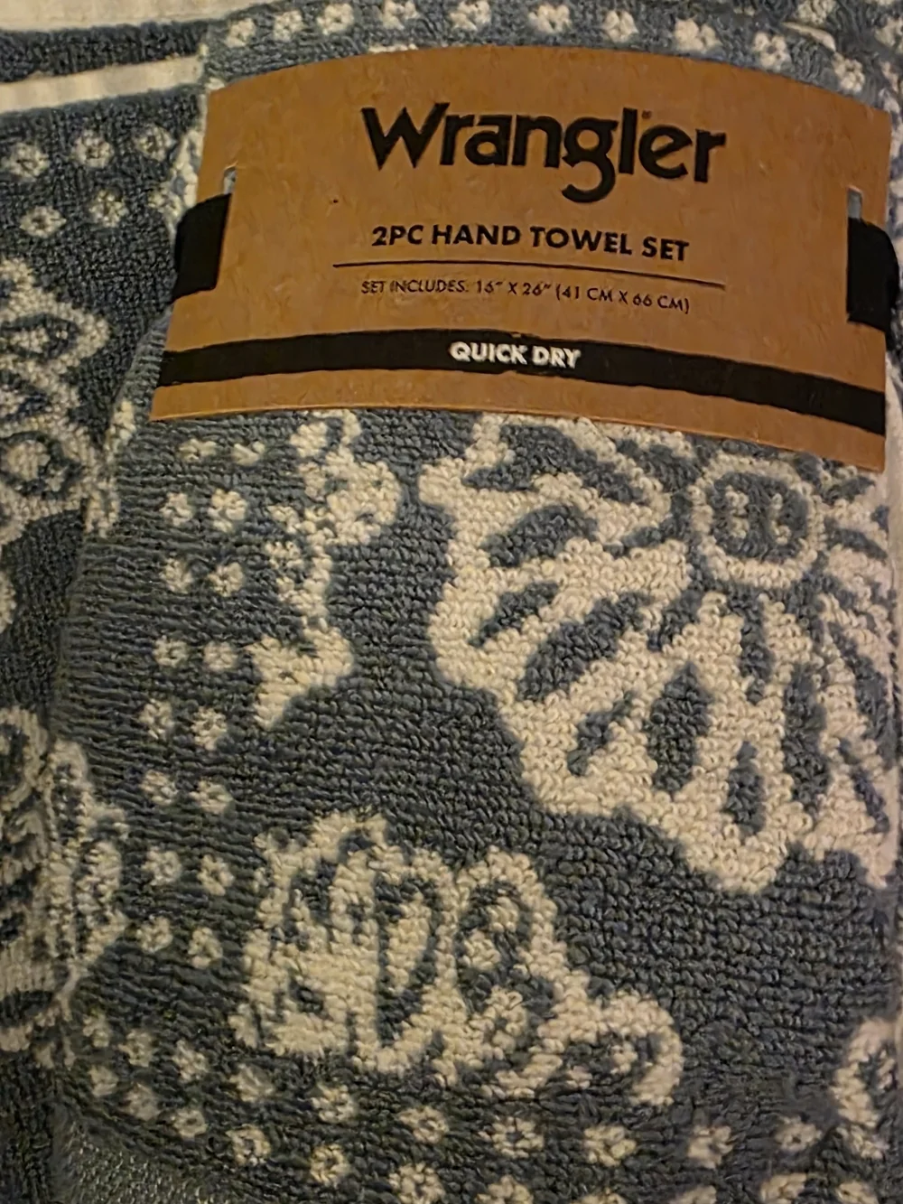 Wrangler Floral Jacquard Bandana Bath Towel And Bath Rug Set - Blue & White